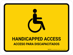 Handicapped Access Yellow Bilingual Spanish Landscape - Wall Sign