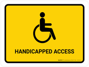 Handicapped Access Yellow Landscape - Wall Sign