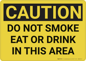 Caution: Do Not Smoke Eat Drink In This area - Wall Sign