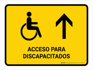 Handicapped Access With Up Arrow Yellow Spanish Landscape - Wall Sign