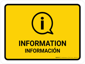 Information Yellow Bilingual Spanish Landscape - Wall Sign