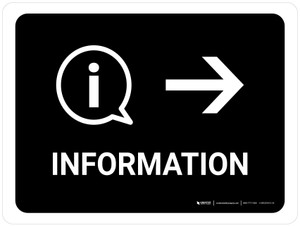 Information With Right Arrow Black Landscape - Wall Sign