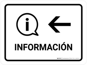 Information With Left Arrow White Spanish Landscape - Wall Sign