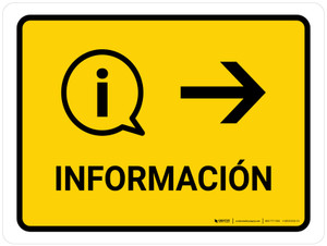 Information With Right Arrow Yellow Spanish Landscape - Wall Sign