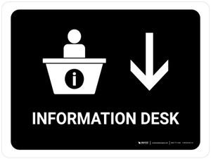 Information With Down Arrow Black Portrait - Wall Sign