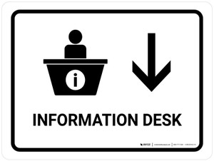 Information With Down Arrow White Portrait - Wall Sign