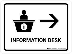 Information With Right Arrow White Portrait - Wall Sign