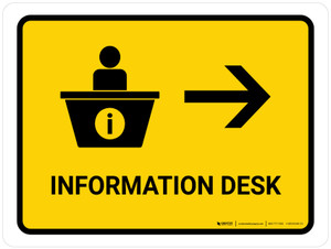 Information With Right Arrow Yellow Portrait - Wall Sign
