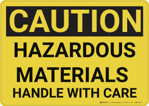 Caution: Hazardous Materials Handle With Care - Wall Sign