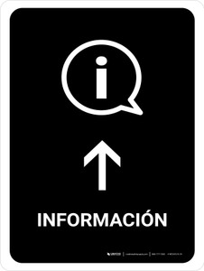 Information With Up Arrow Black Spanish Portrait - Wall Sign
