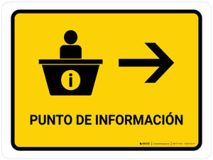 Information Desk With Right Arrow Yellow Spanish Landscape - Wall Sign