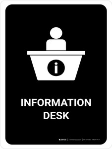 Information Desk Black Portrait - Wall Sign