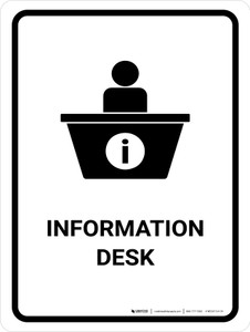 Information Desk White Portrait - Wall Sign