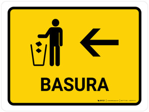 Trash With Left Arrow Yellow Spanish Landscape - Wall Sign