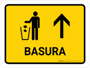 Trash With Up Arrow Yellow Spanish Landscape - Wall Sign