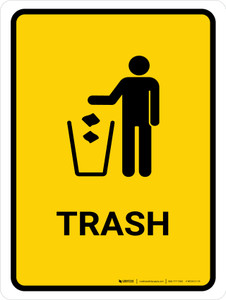 Trash Yellow Portrait - Wall Sign
