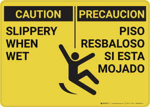 Caution: Slippery When Wet Bilingual Spanish - Wall Sign Caution: Slippery When Wet Bilingual Spanish - Wall Sign