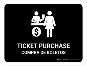 Ticket Purchase Black Bilingual Spanish Landscape - Wall Sign