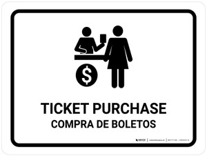 Ticket Purchase White Bilingual Spanish Landscape - Wall Sign