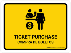 Ticket Purchase Yellow Bilingual Spanish Landscape - Wall Sign