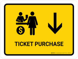 Ticket Purchase With Down Arrow Yellow Landscape - Wall Sign