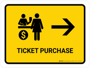 Ticket Purchase With Right Arrow Yellow Landscape - Wall Sign