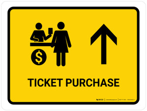 Ticket Purchase With Up Arrow Yellow Landscape - Wall Sign