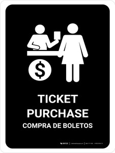 Ticket Purchase Black Bilingual Spanish Portrait - Wall Sign