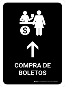 Ticket Purchase With Up Arrow Black Spanish Portrait - Wall Sign