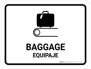 Baggage White Bilingual Spanish Landscape - Wall Sign