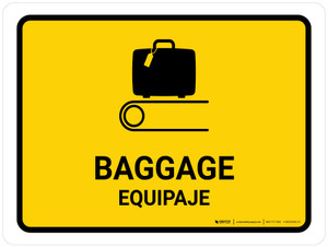 Baggage Yellow Bilingual Spanish Landscape - Wall Sign