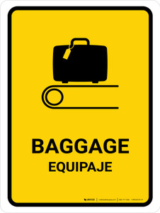 Baggage Yellow Bilingual Spanish Portrait - Wall Sign