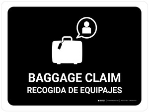 Baggage Claim Black Bilingual Landscape - Wall Sign