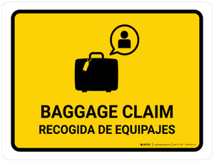 Baggage Claim Yellow Bilingual Spanish Landscape - Wall Sign