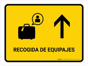 Baggage Claim With Up Arrow Yellow Spanish Landscape - Wall Sign
