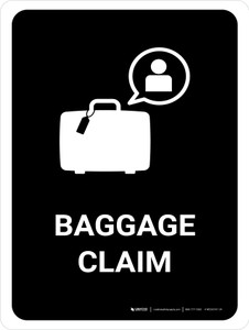 Baggage Claim Black Portrait - Wall Sign