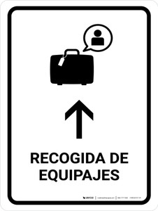 Baggage Claim With Up Arrow White Spanish Portrait - Wall Sign