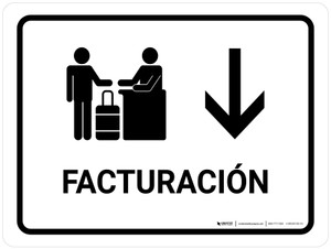 Check In With Down Arrow White Spanish Landscape - Wall Sign