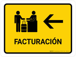 Check In With Left Arrow Yellow Spanish Landscape - Wall Sign