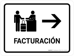 Check In With Right Arrow White Spanish Landscape - Wall Sign