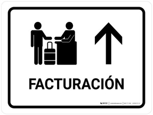 Check In With Up Arrow White Spanish Landscape - Wall Sign