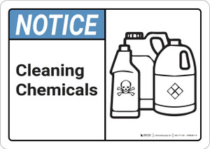 Notice: Cleaning Chemicals ANSI - Wall Sign Notice: Cleaning Chemicals ANSI - Wall Sign