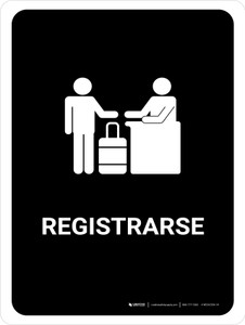 Check-In Black Spanish Portrait - Wall Sign