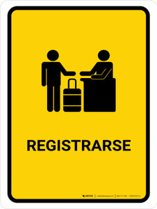 Check-In Yellow Spanish Portrait - Wall Sign