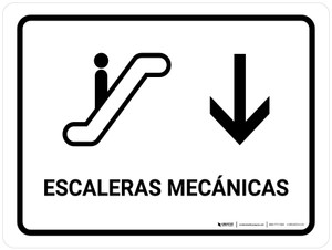 Escalators With Down Arrow White Spanish Landscape - Wall Sign