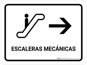 Escalators With Right Arrow White Spanish Landscape - Wall Sign