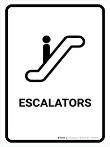 Escalators White Portrait - Wall Sign