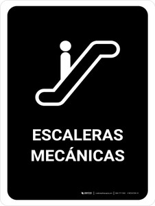 Escalators Black Spanish Portrait - Wall Sign