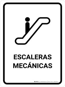Escalators White Spanish Portrait - Wall Sign