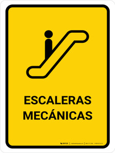 Escalators Yellow Spanish Portrait - Wall Sign